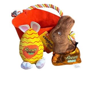 Reese's Dog Orange Easter Basket w/Plush Toys: Egg Rabbit Egg GIFT NEW